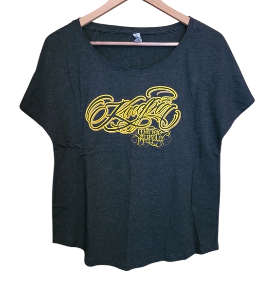 Women's Kingpin Tattoo Supply Tee Shirt Fancy Script Lettering Design Medium - Picture 1 of 5